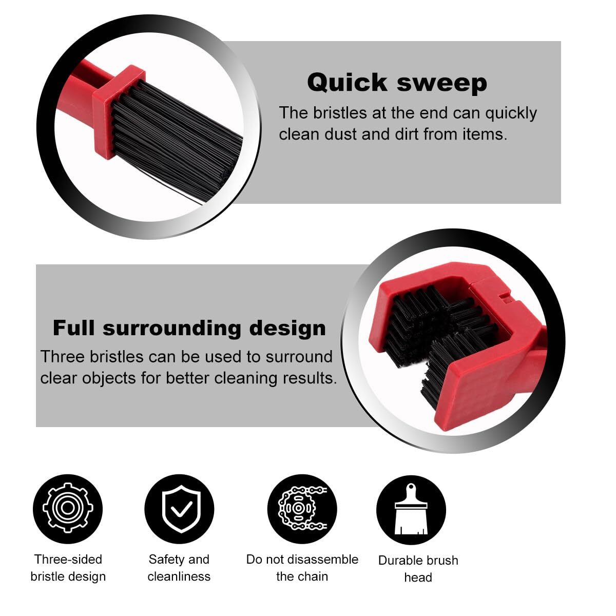 2 Pcs Bike Motorcycle Chain Washer Chain Gear Scrubber Dirt Remover Brushes