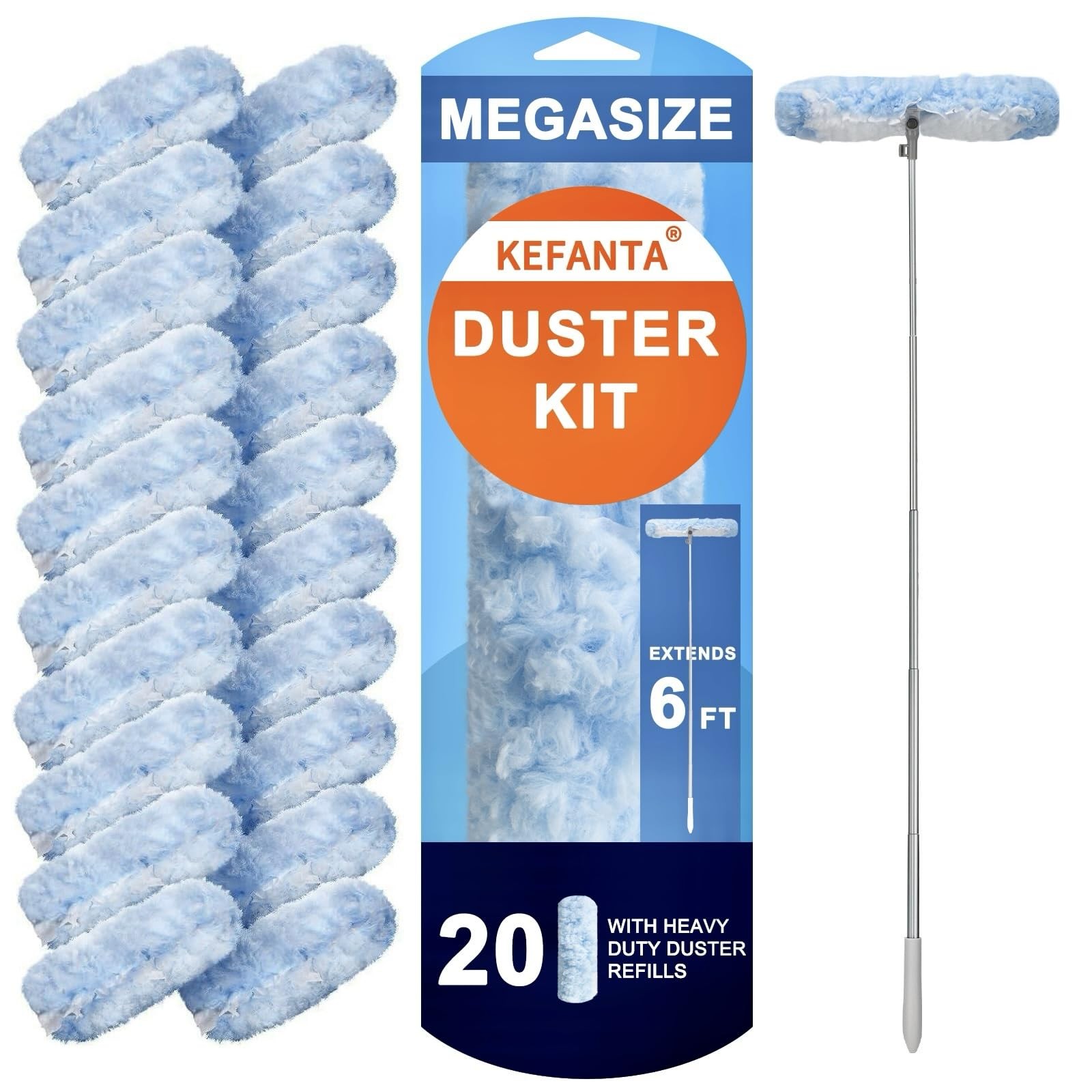 KeFanta Duster Refill Kit with 6 ft Super Extendable Handle Compatible with S…