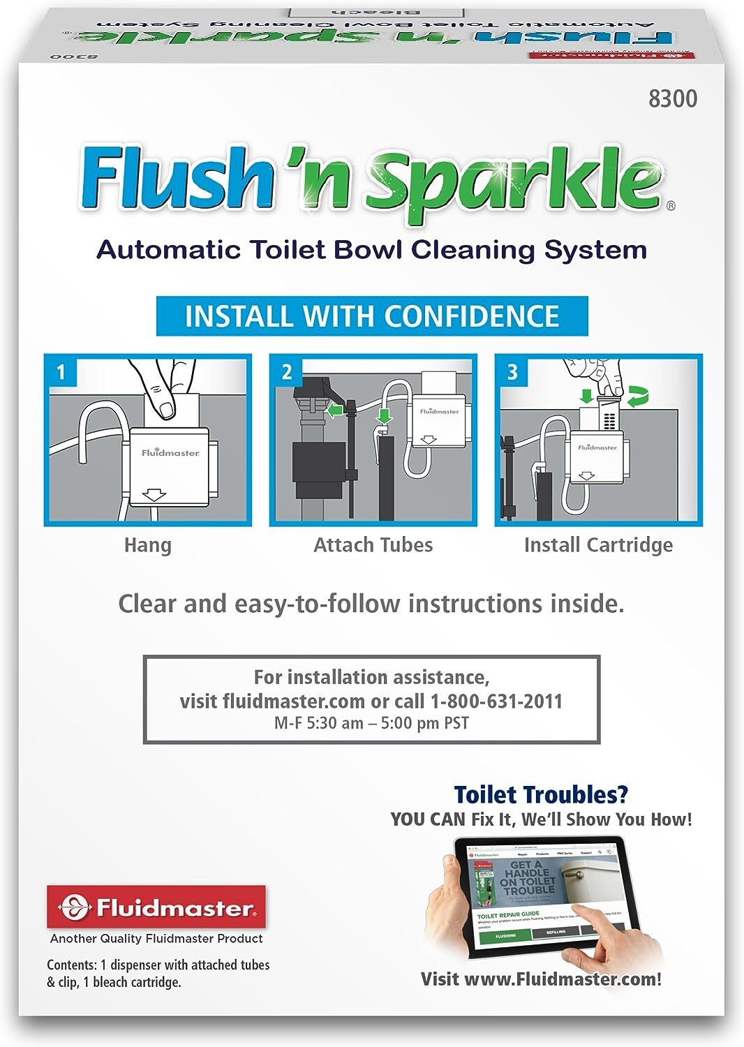 Fluidmaster Flush N Sparkle Automatic Toilet Bowl Cleaning System 3 Month Clean