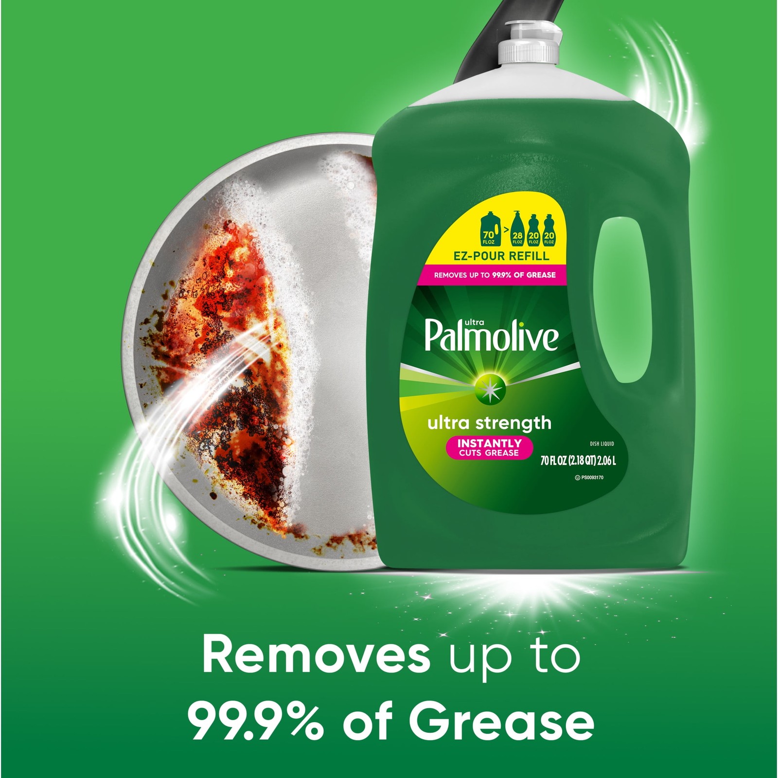 Ultra Strength Liquid Dish Soap Grease Cutting 70 fl oz EZ Pour Refill Bottle