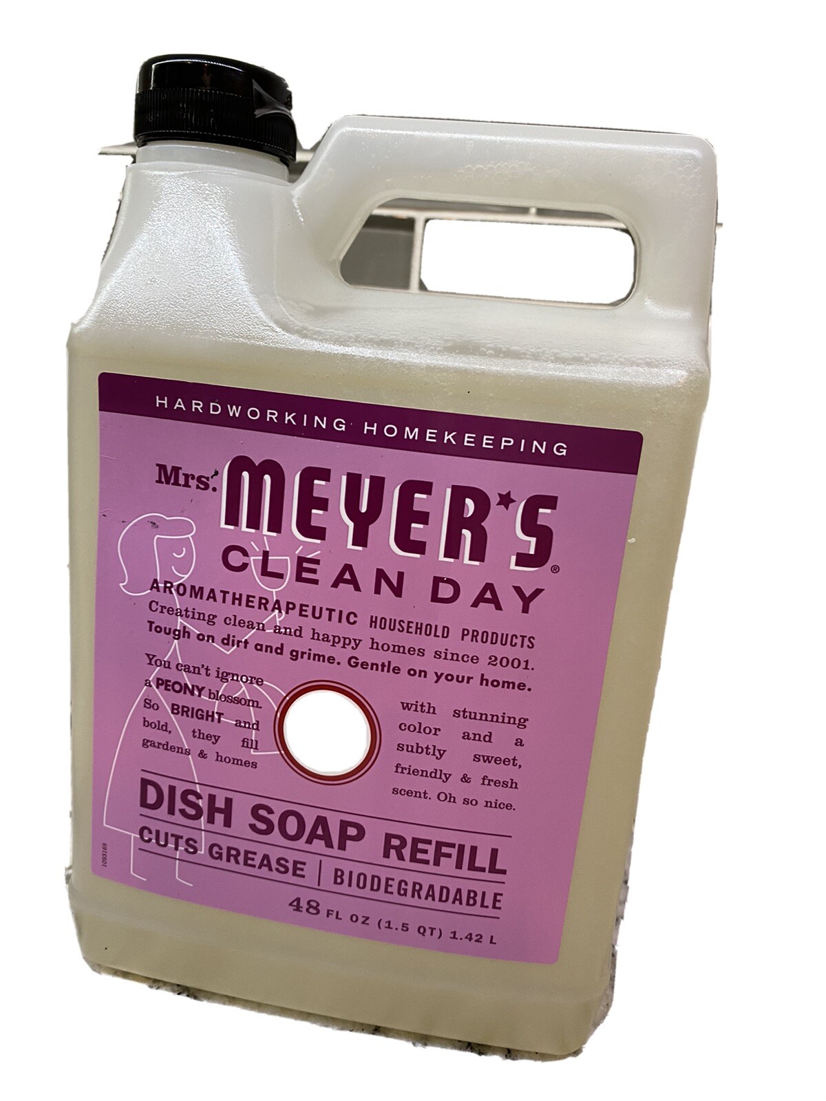 Mrs Meyer’s Peony Dish Soap Refill 48 fl. oz. Essential Oils Aloe Vera Extract