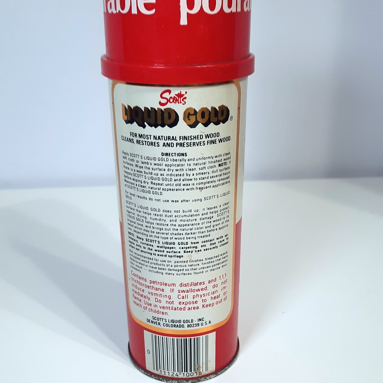 Vintage Pourable Top Scott’s Liquid Gold Wood Cleaner Non Aerosol 16oz 60% Full