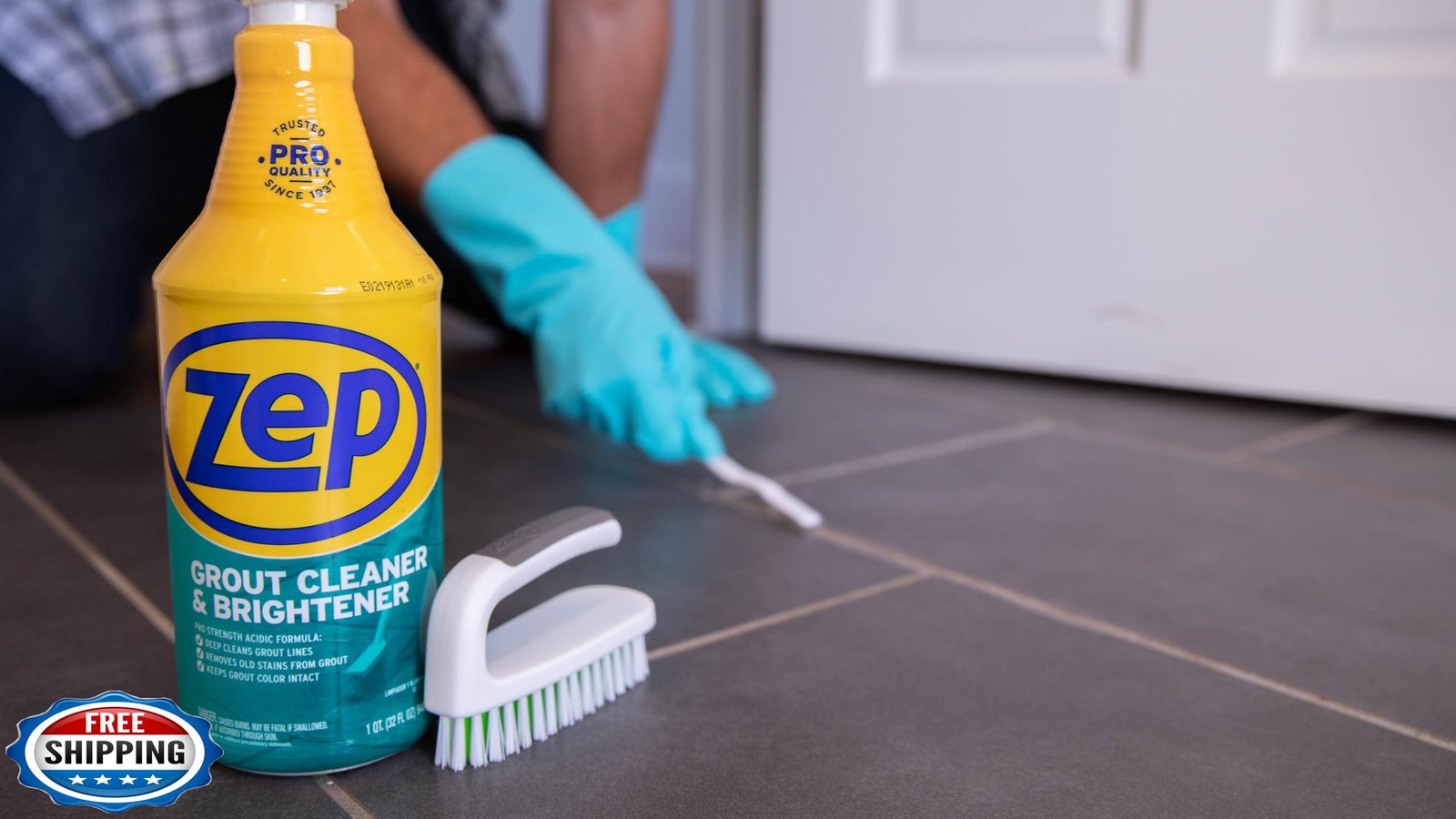 Zep Grout Cleaner and Brightener – 32 Ounce (1 Bottle) – ZU104632 – Deep Clea