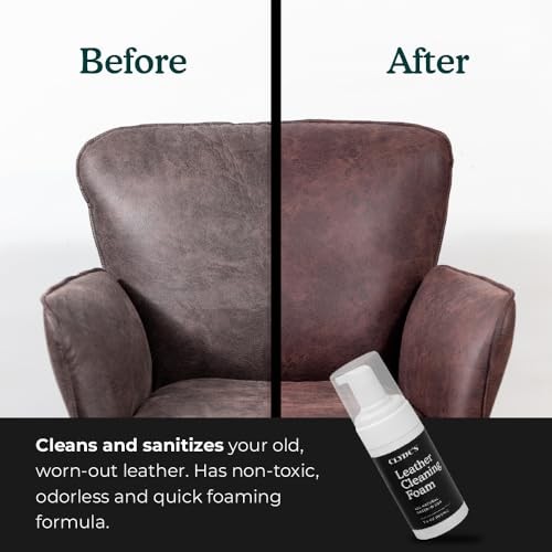 Clyde’s Leather Cleaning Foam | Quick Foaming Leather Cleaner for Furniture,