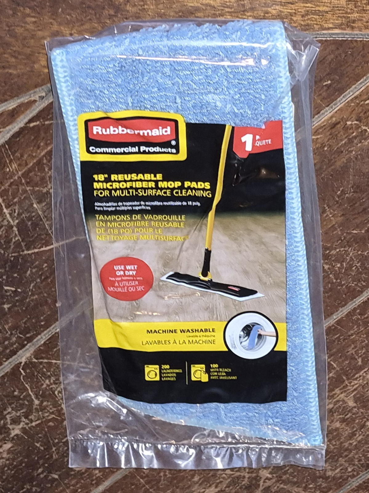 RUBBERMAID 18″ Reuseable Microfiber Mop Pad *Use Wet or Dry* #FGQ40920BL00
