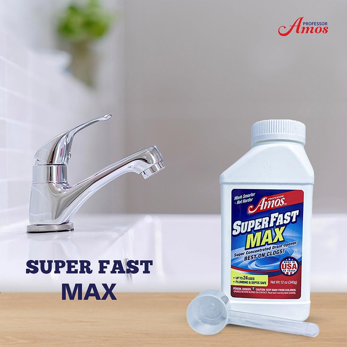 Professor Amos 16 oz. SuperFast Max Concentrated Powder Drain Opener New