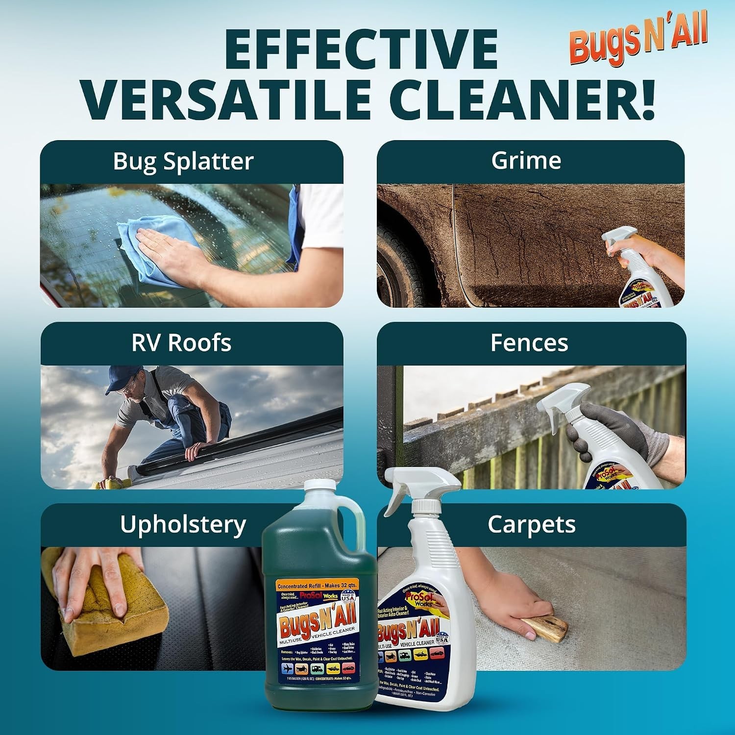 Bugs N’ All Exterior Cleaner – 1 Gal Conc. + 32 oz Spray