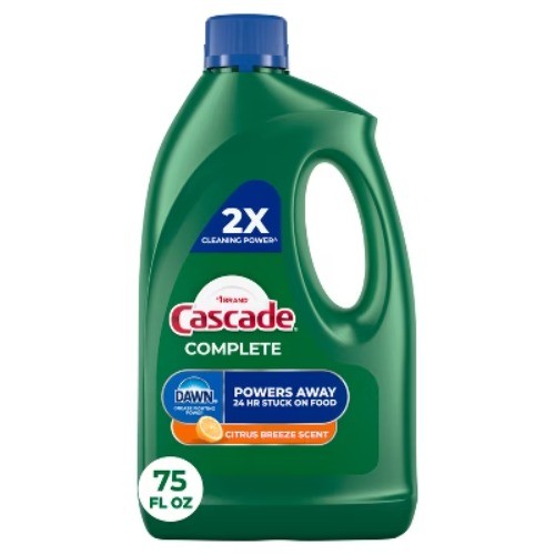 Cascade Citrus Breeze Complete Dishwasher Detergent Gel 75oz with Dawn Fights