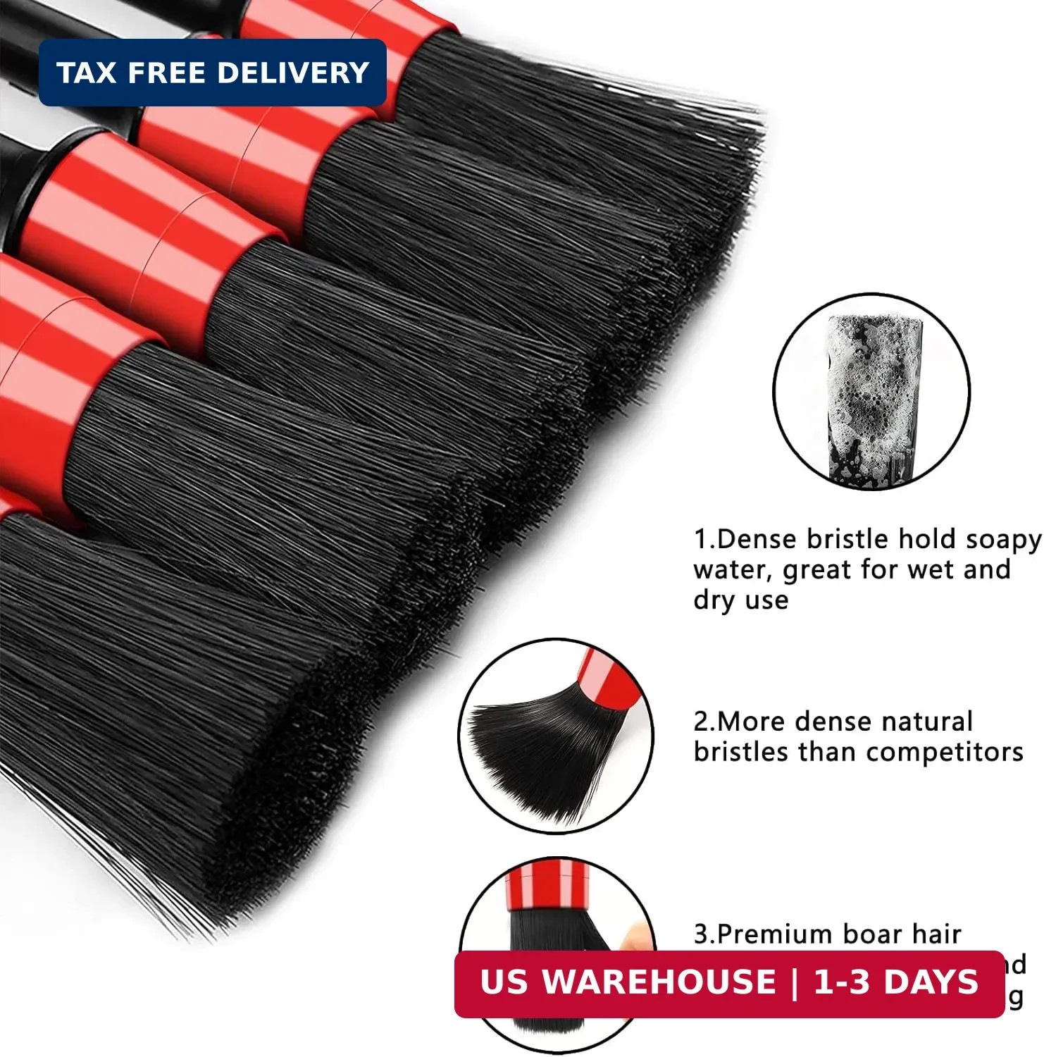 HMPLL 10pcs Auto Car Detailing Brush Set Car Interior Cleaning Kit Includes 5 Bo