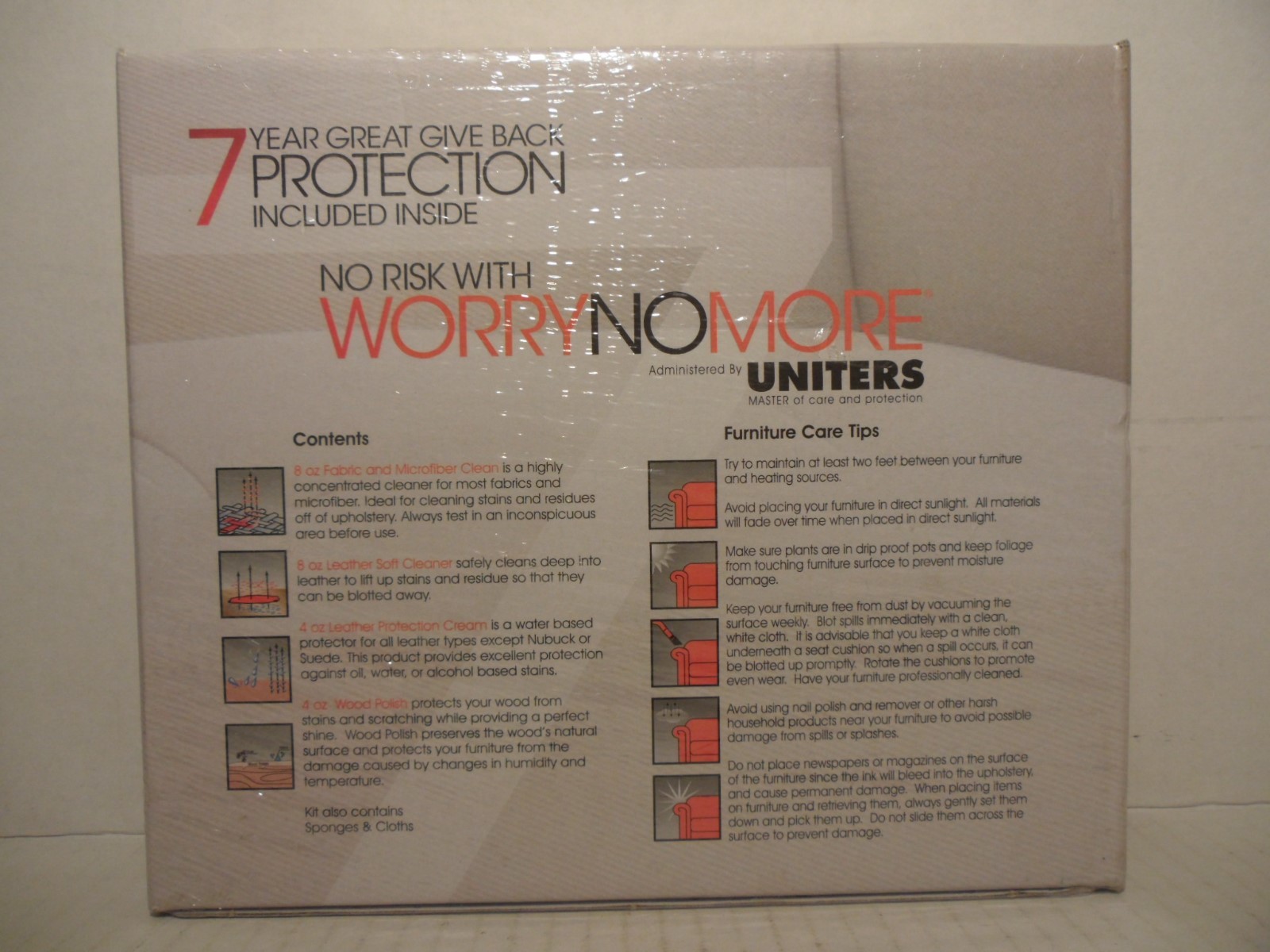 WorryNoMore Uniters Furniture Cleaning Protection Kit Leather Wood Polish New