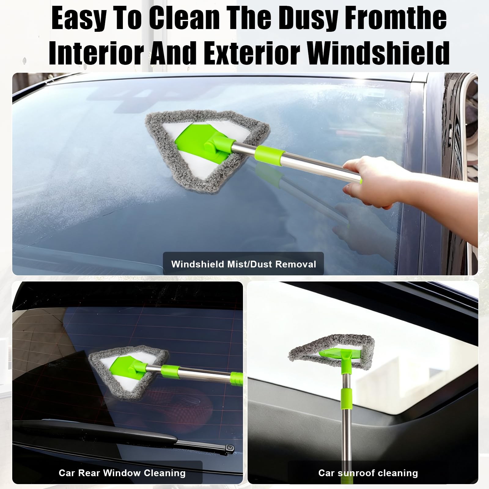 Car Windshield Squeegee Cleaning Tool – Vehicle Window Cleaner with 4 Reusabl…
