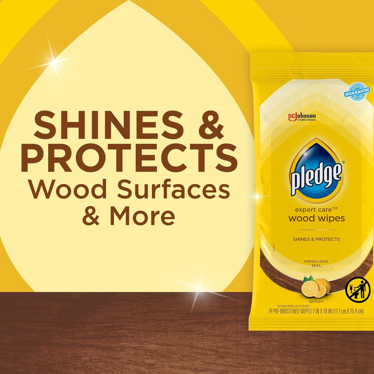 Expert Care Enhancing Wood Wipes, Lemon Scent (Pack of 6, 144 Total Count), Yell