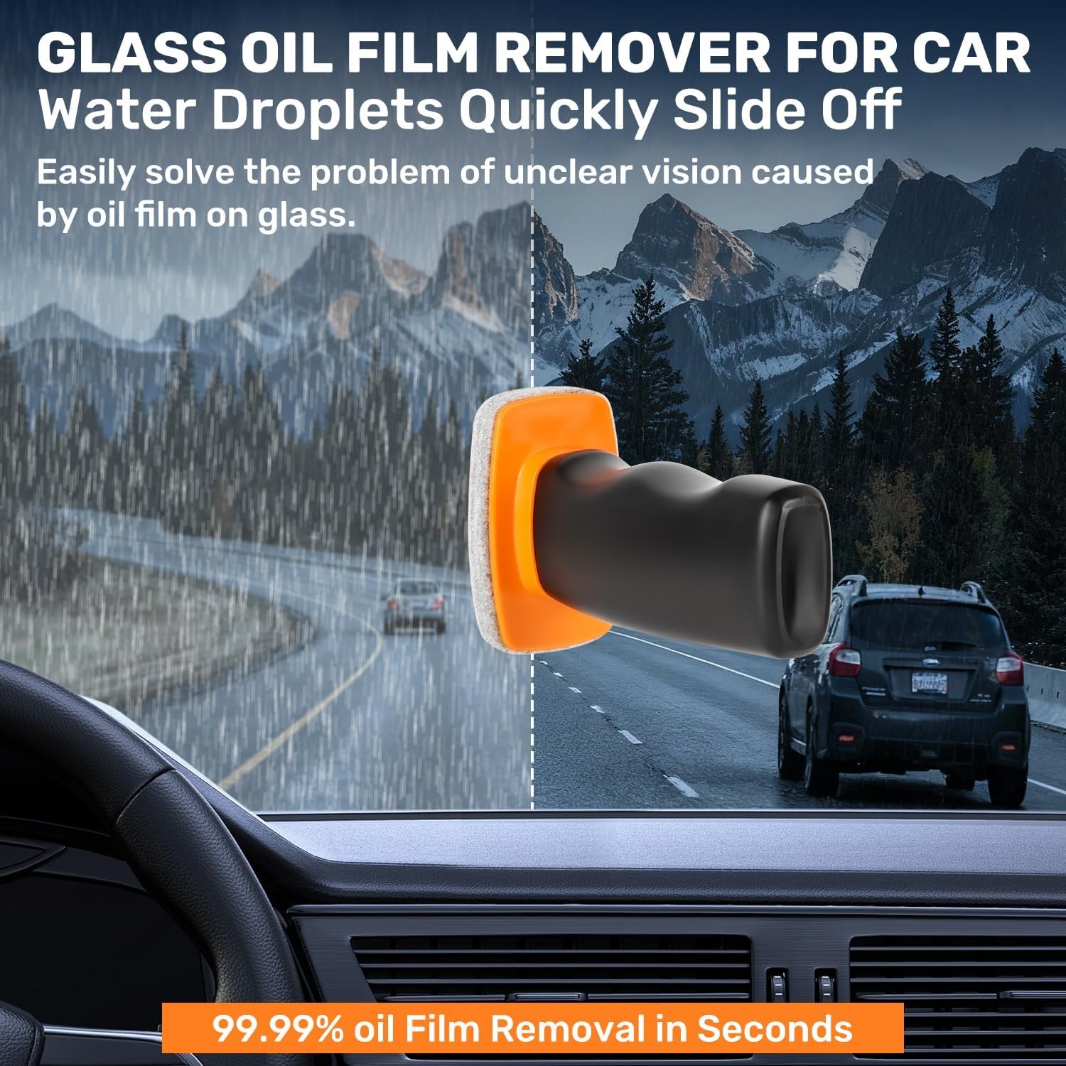 Glass Oil Film Remover for Car, Glass Emulsion Cleaner, Cleaning Board Removes