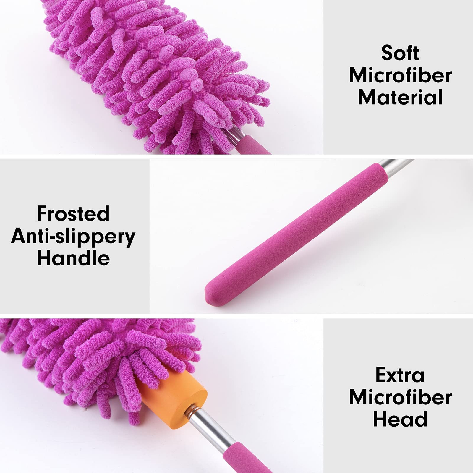 Microfiber Duster for Cleaning, Hand Washable Dusters with 2pcs Replaceable M…
