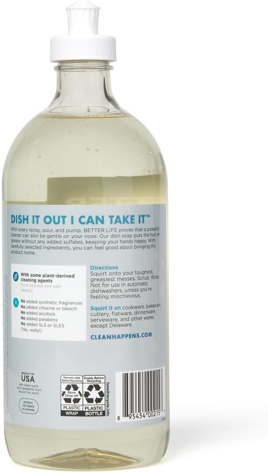 Better Life Dishwashing Soap, for Sensitive Skin 22Oz (Case of 6) – Unscented