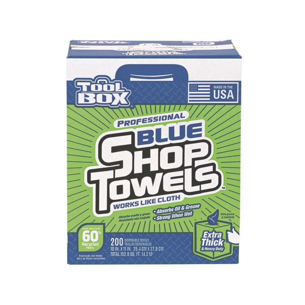 Shop Towels Tool Box Big Grip Bucket Brand Blue Hand Disposable 200 Count Refill