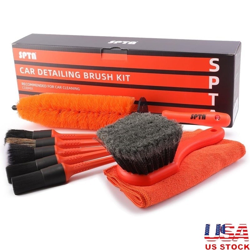 Ergonomic Wheel Tire Brush Kit 7 Pieces Flexible Cleaning Tools Vehicles New