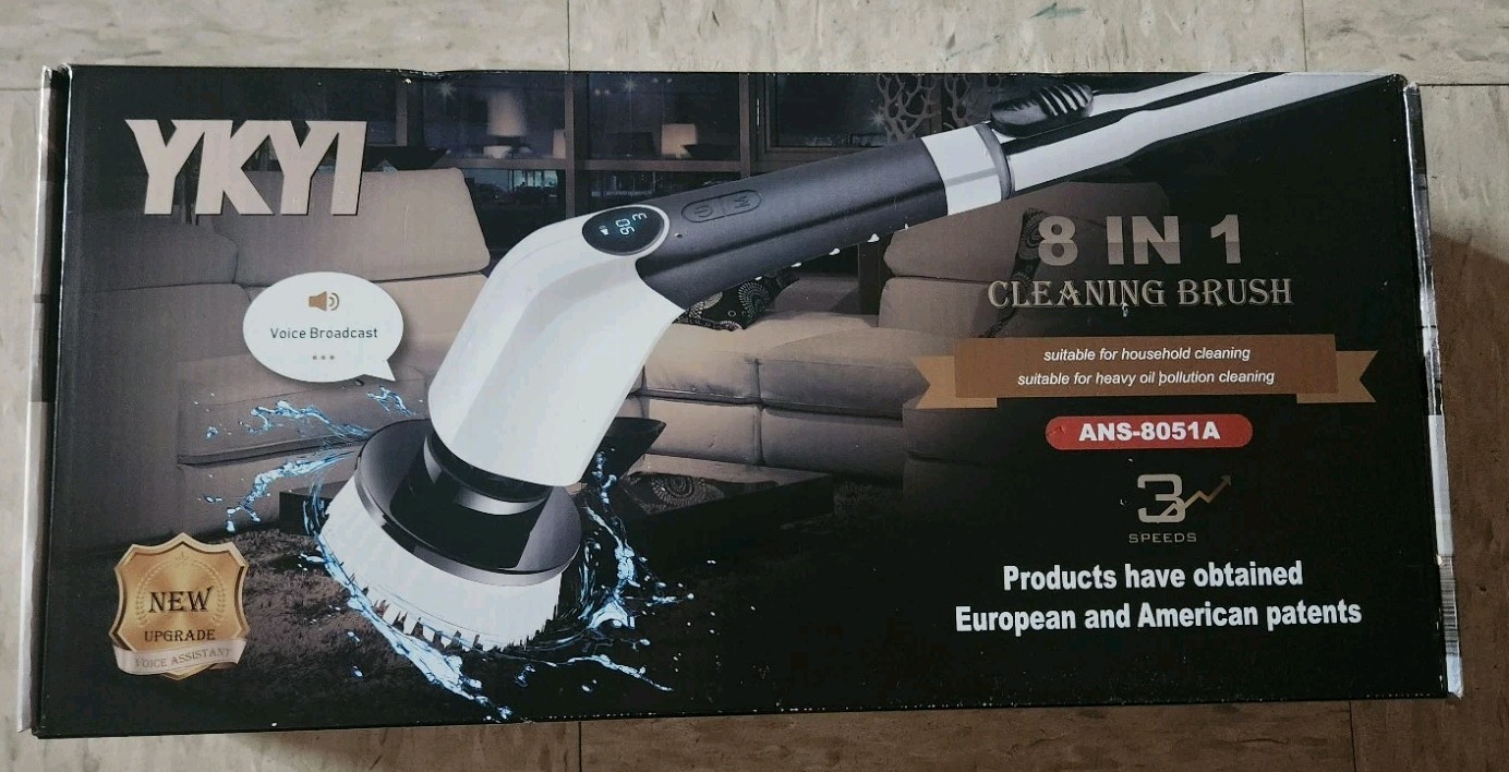 YKYI Electric Spin Scrubber 8 In 1 Cleaning Brush ANS-8051A Car & Home