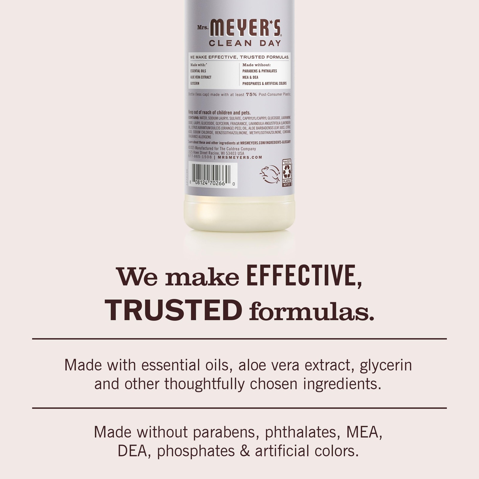 MRS. MEYER’S CLEAN DAY Liquid Dish Soap, Cruelty Free Formula, Lavender Scent
