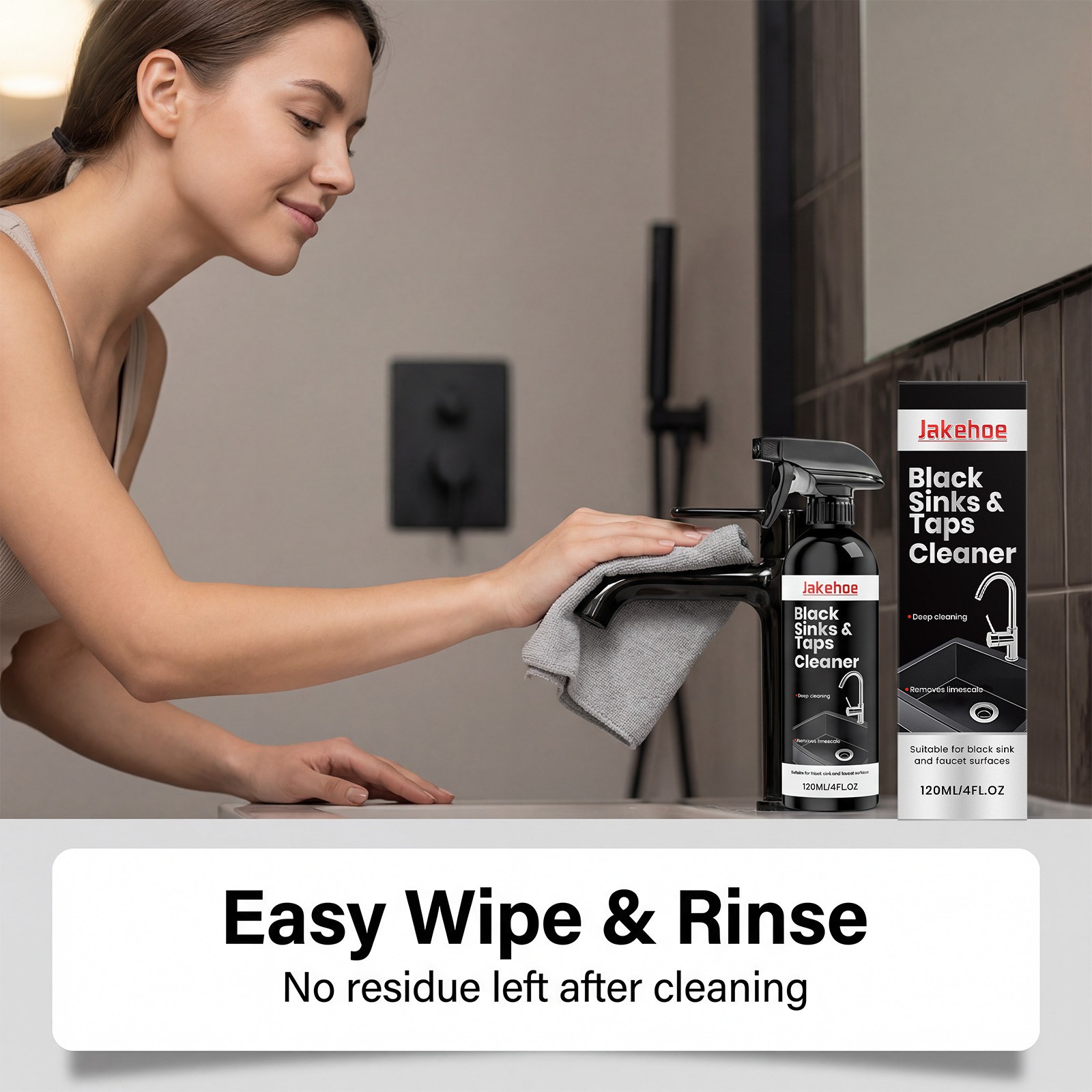 Black Sink and Tap Cleaner Spray,Water Stain Limescale Remover for Black Faucets