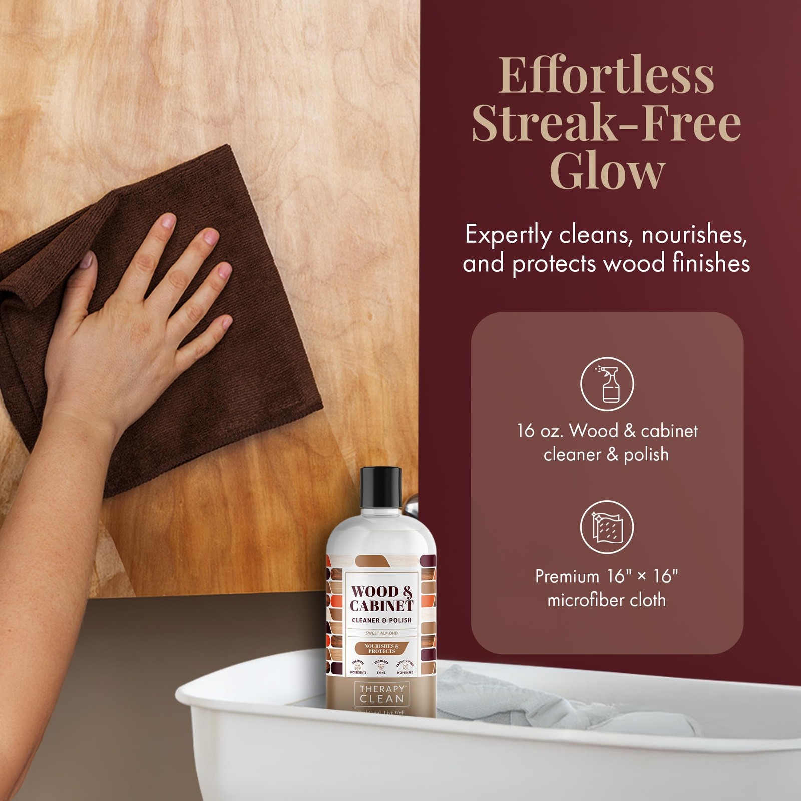 Therapy Wood Cleaner and Furniture Polish 16 oz. 2 Pack Wood Cabinet and Tab…