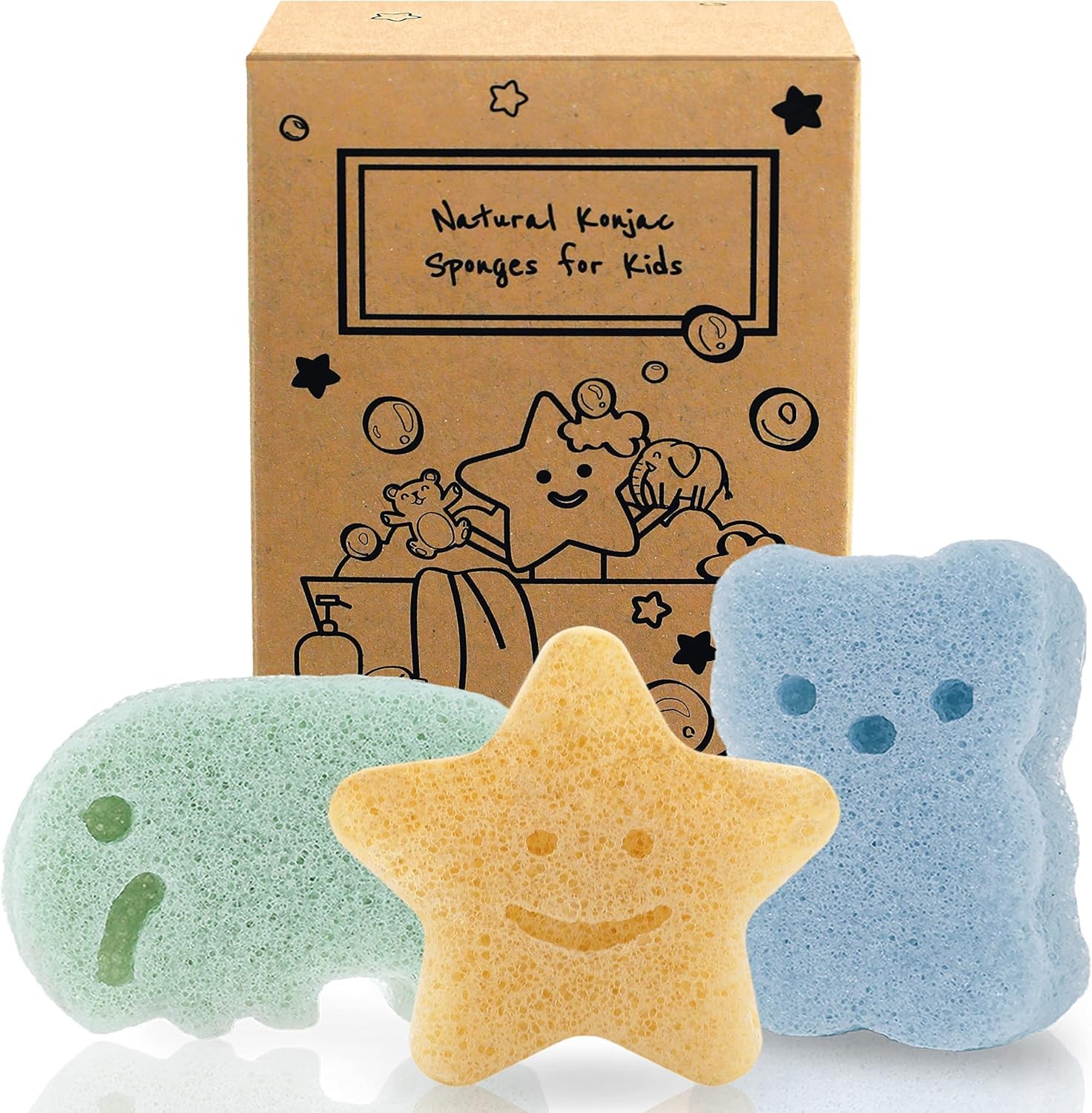 myHomeBody Konjac Baby Spon for Bathing, Cute Shapes Natural Kids Bath
