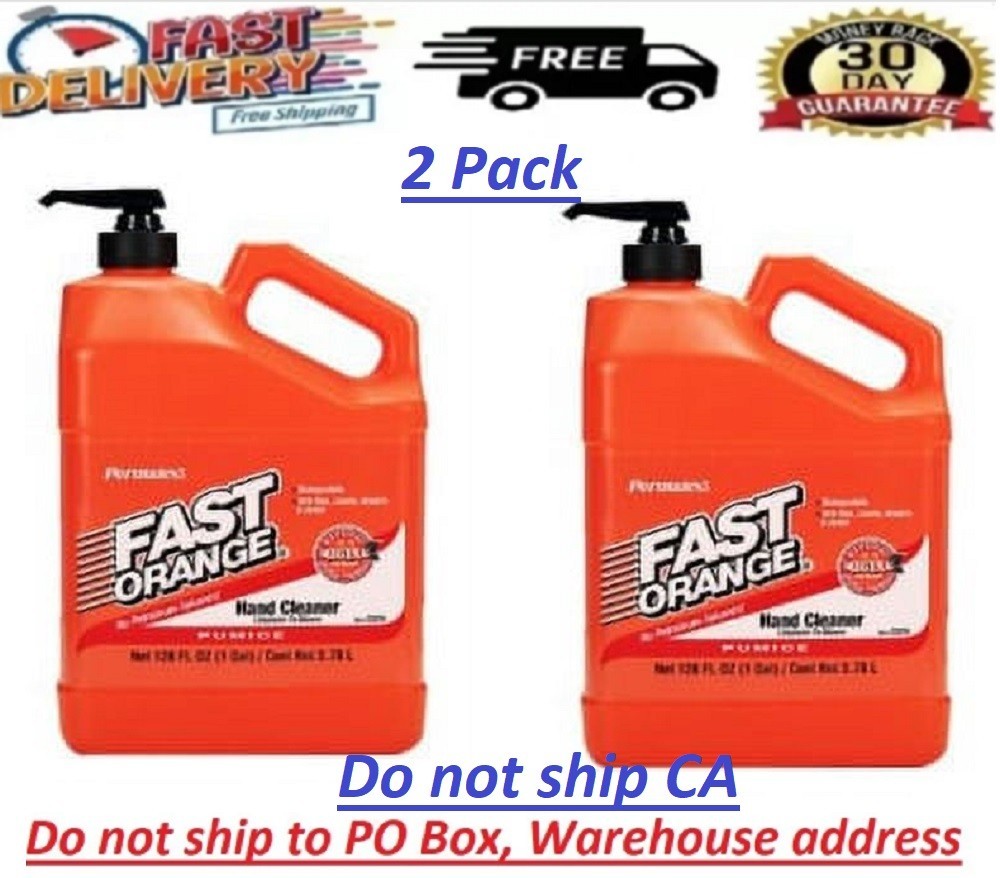 Fast Orange Pumice Hand Cleaner 1 Gal. Orange Scented Natural Citrus Scent 2PACK