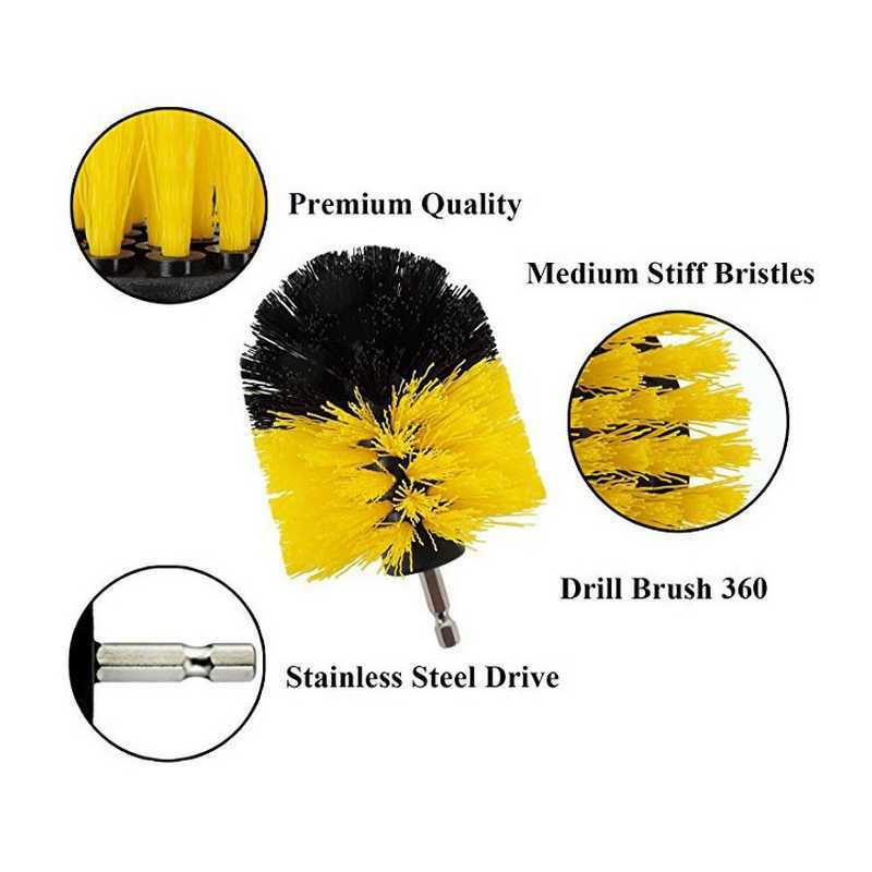 3PCS Drill Brush Power Scrubber Drill Attachments For Carpet Tile Grout Cleaning