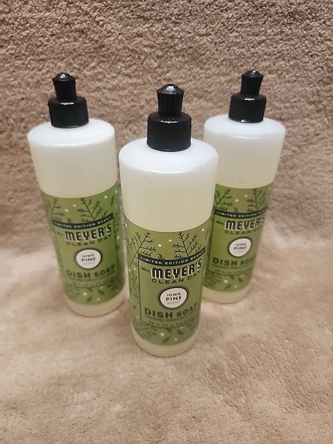 Lot of 3: Mrs Meyers Iowa Pine Scent Dish Soap. Limited Edition Seasonal Scent