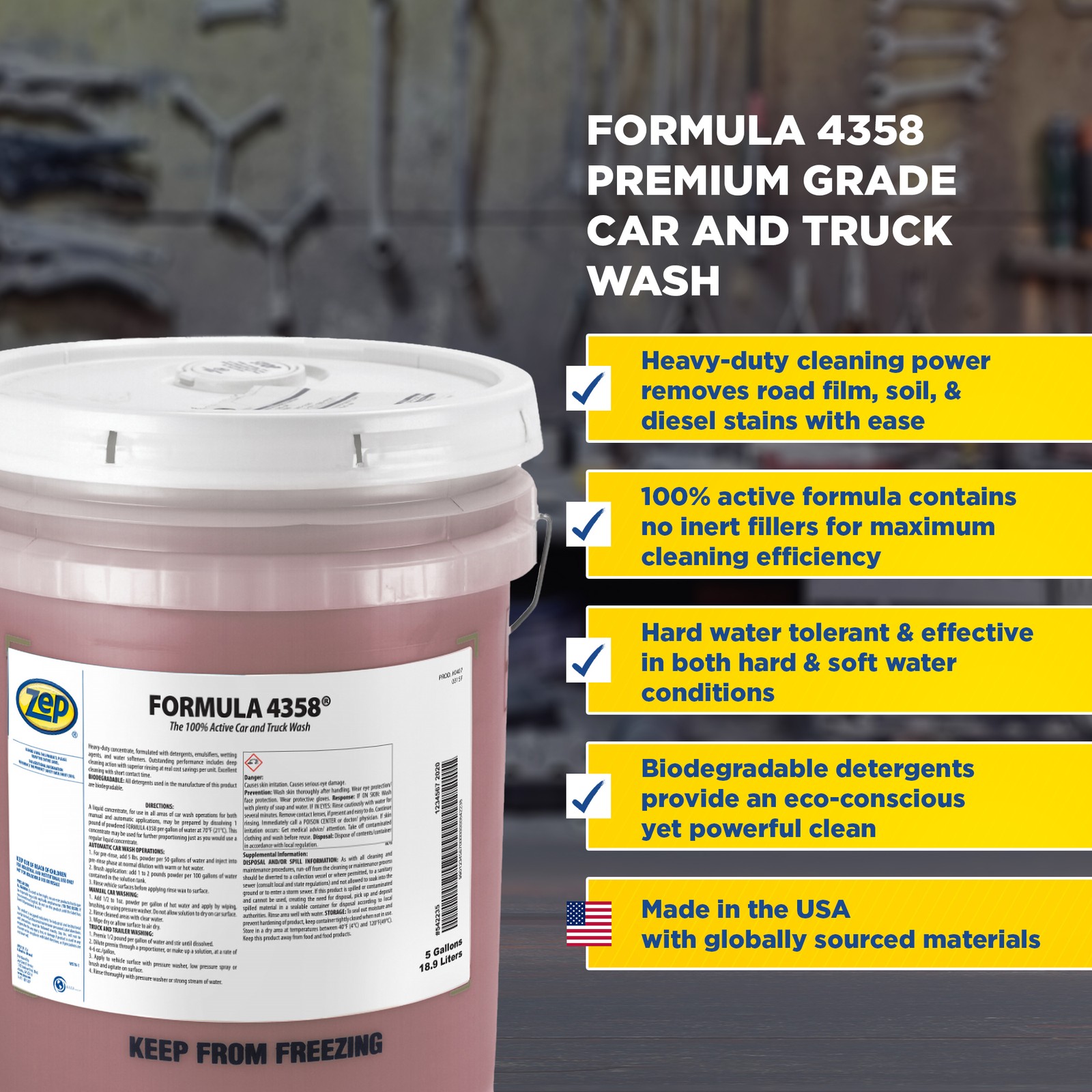 Zep Formula 4358 Heavy-Duty Powdered Car and Truck Wash – 1 Pail – 40737