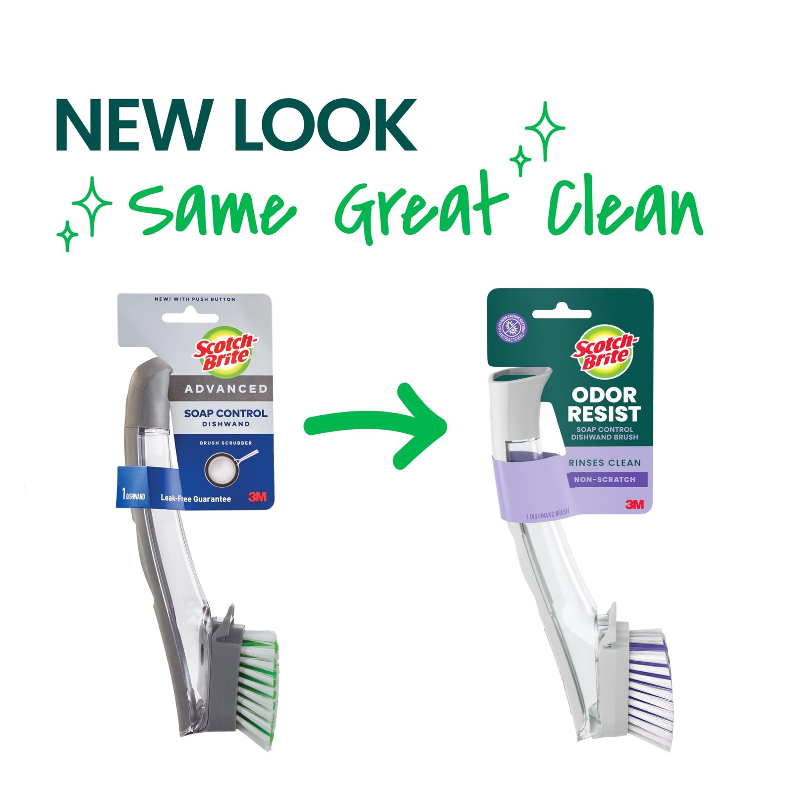 Scotch-Brite Odor Resist Soap Control Dishwand Brush, Non-Scratch Cleaning B…