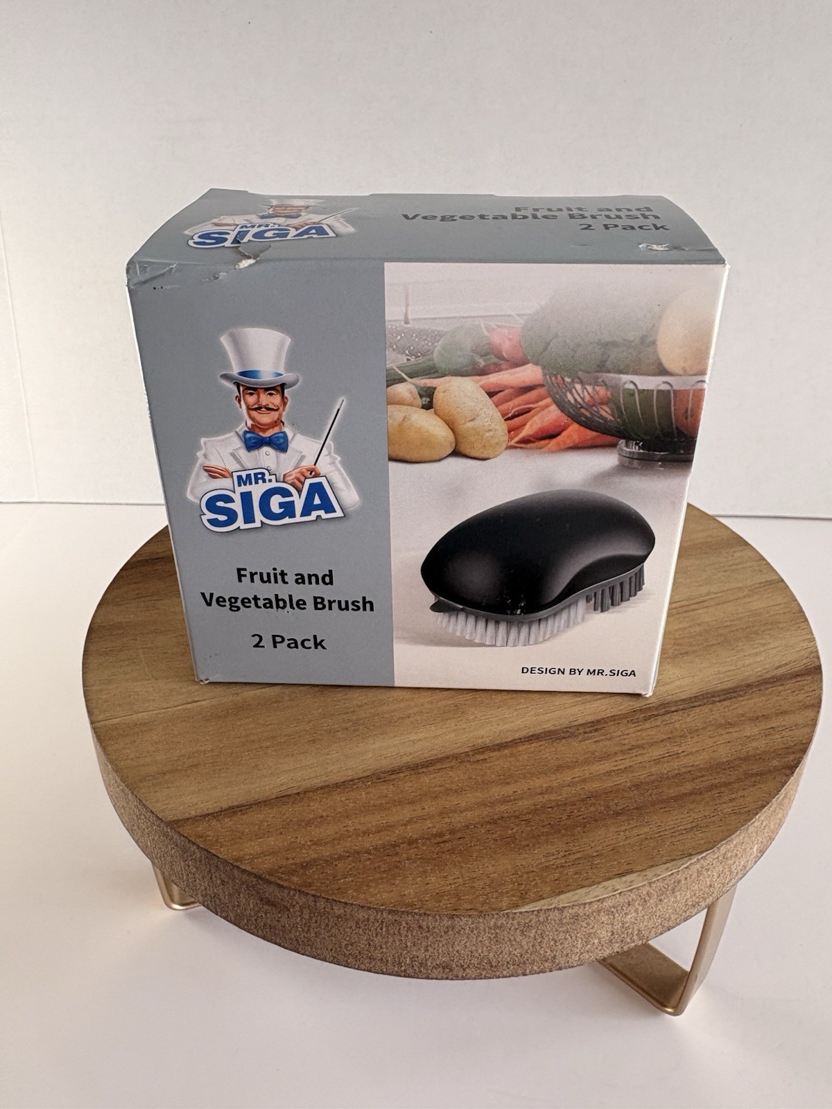 MR SIGA Fruit Vegetable Brush 2 Pack Produce Cleaning Brushes Open Box New