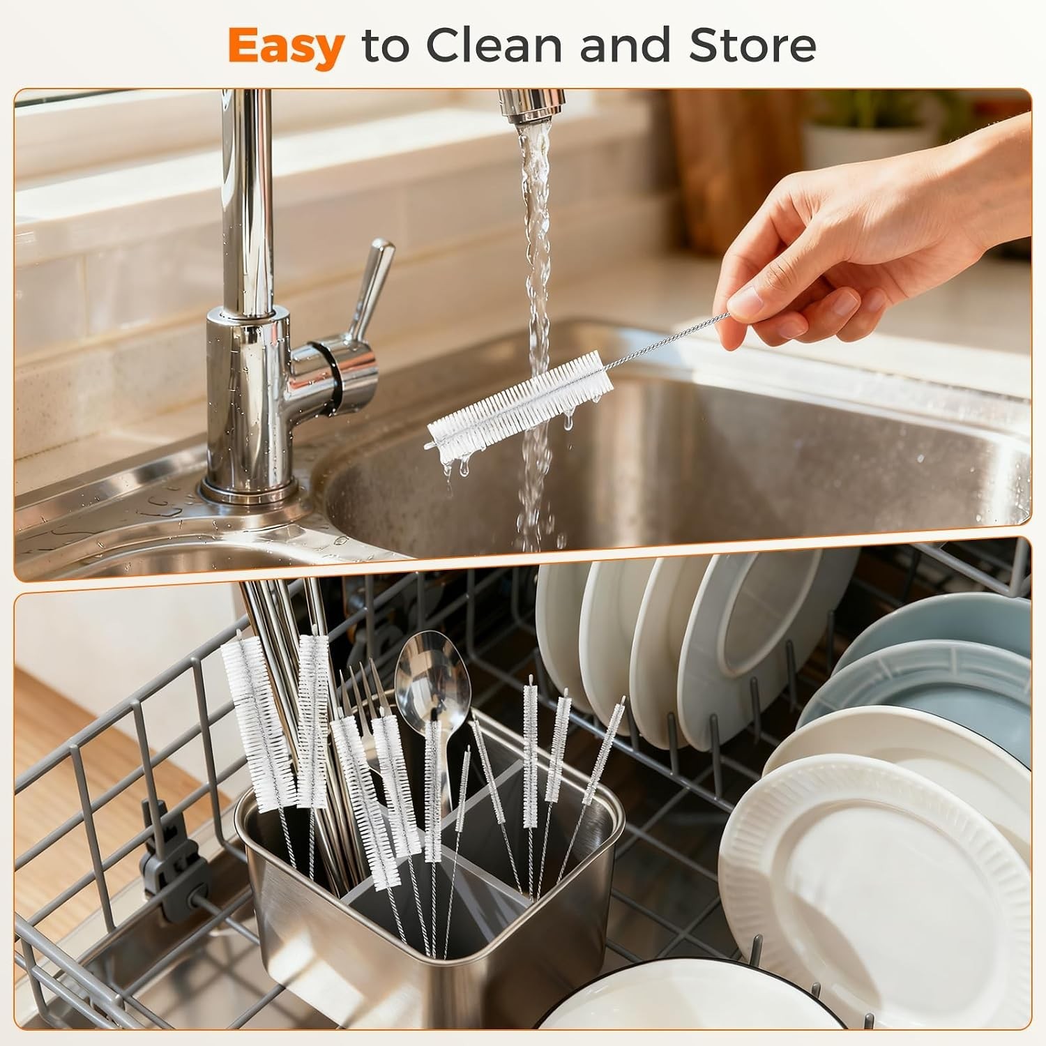10-Packs Straw Cleaner Brush in Mixed Sizes, 8.7IN Long Reusable Stainless S…