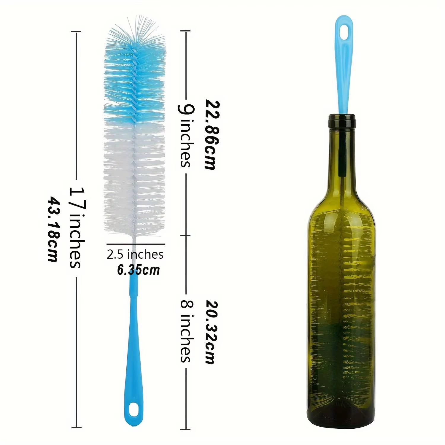 1 Pcs 16” Long Bottle Brush Cleaner for Washing Wine/Beer/Sport Well/Thermos/Gla