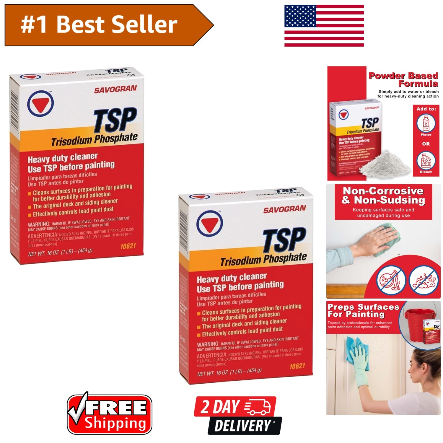 10621 Trisodium Phosphate TSP 16oz Pack of 2 – Powerful Unscented Cleaner