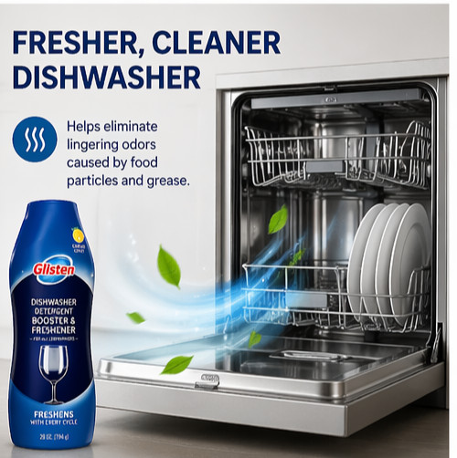 Glisten Dishwasher Detergent Booster Freshener 28 oz 2 Pack Hard Water Cleaner
