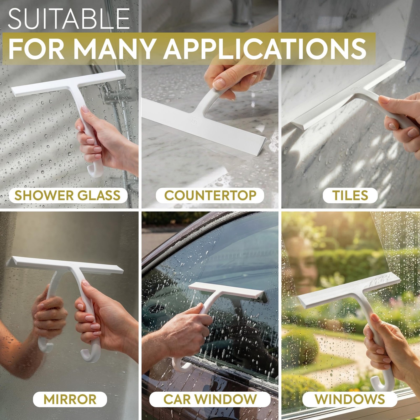 Shower Squeegee for Glass Doors – Bathroom Squeegee for Shower Glass & Tile W…