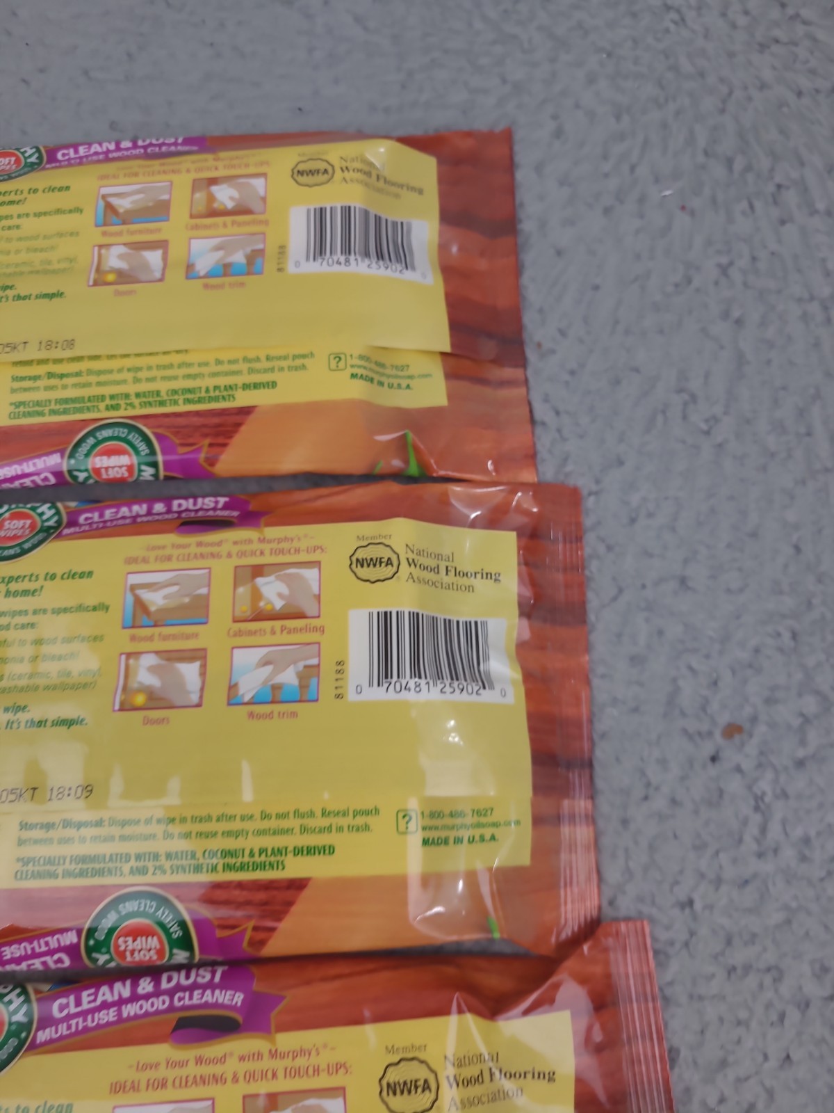 3x Murphy Soft Wipes Clean & Dust Multi-Use Wood Cleaner NEW 18 Large Wipes