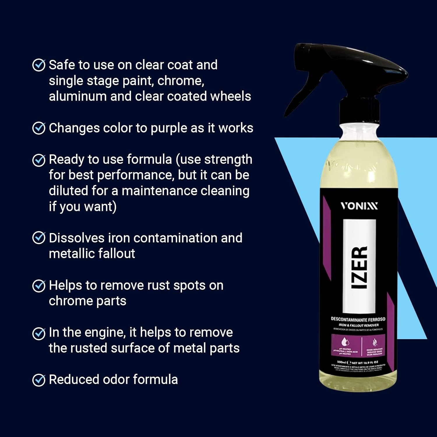 Vonixx Izer Iron Remover Spray | pH-Neutral, Non-Acidic Formula | Easy Applicati