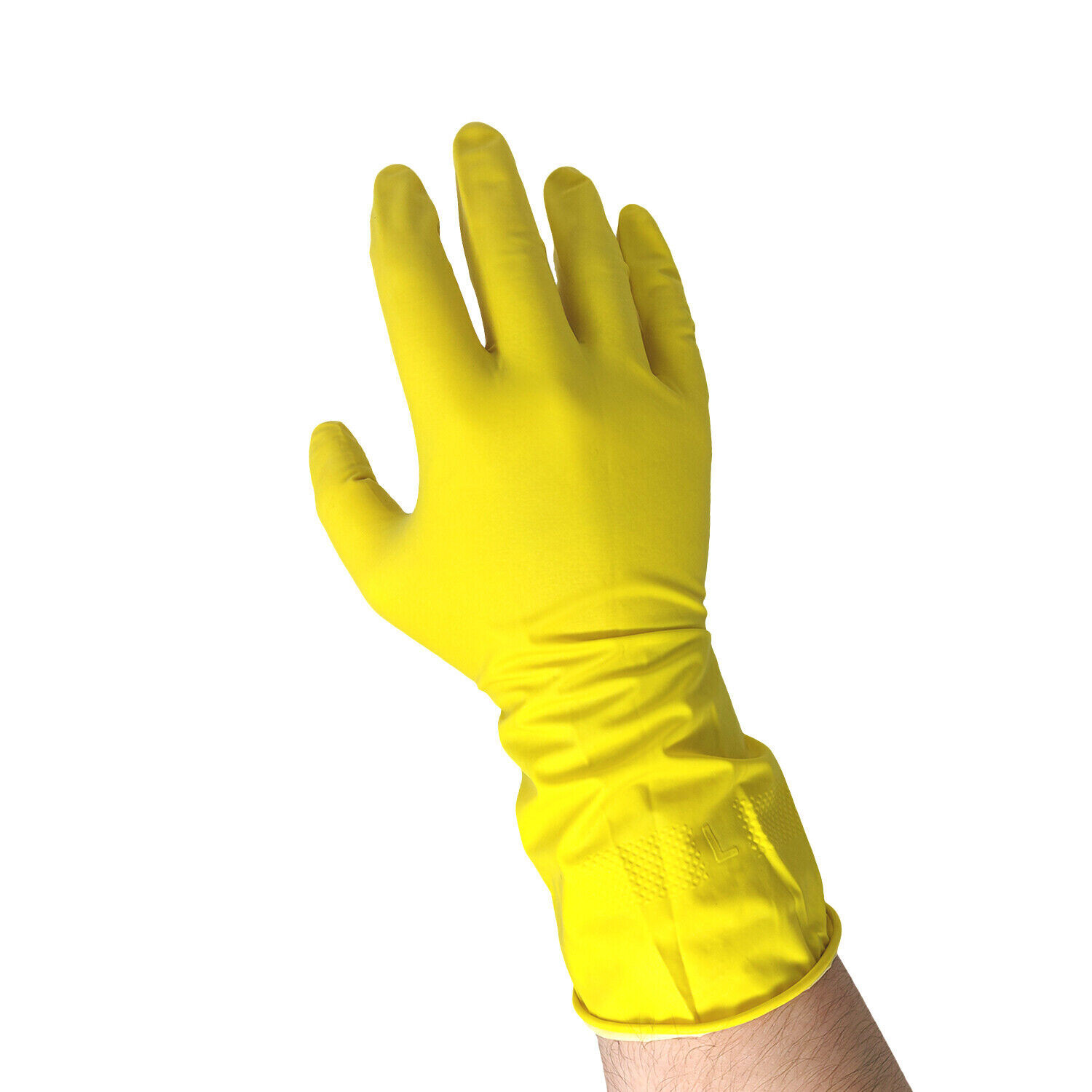 2 Pairs Household Cleaning Washing Up Latex Kitchen Gloves Yellow Rubber medium