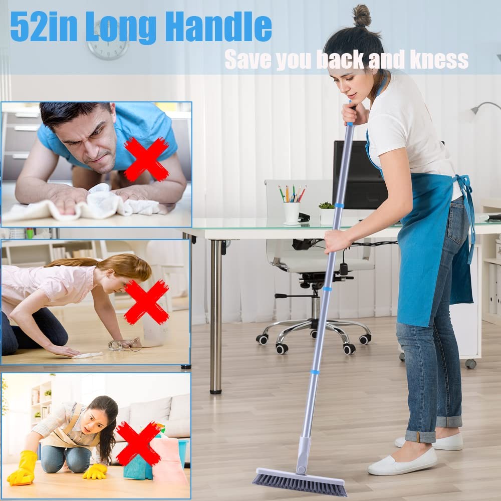 Grout Brush with Long Handle – Heavy Duty Grout Cleaner Brushes for Tile Floo…