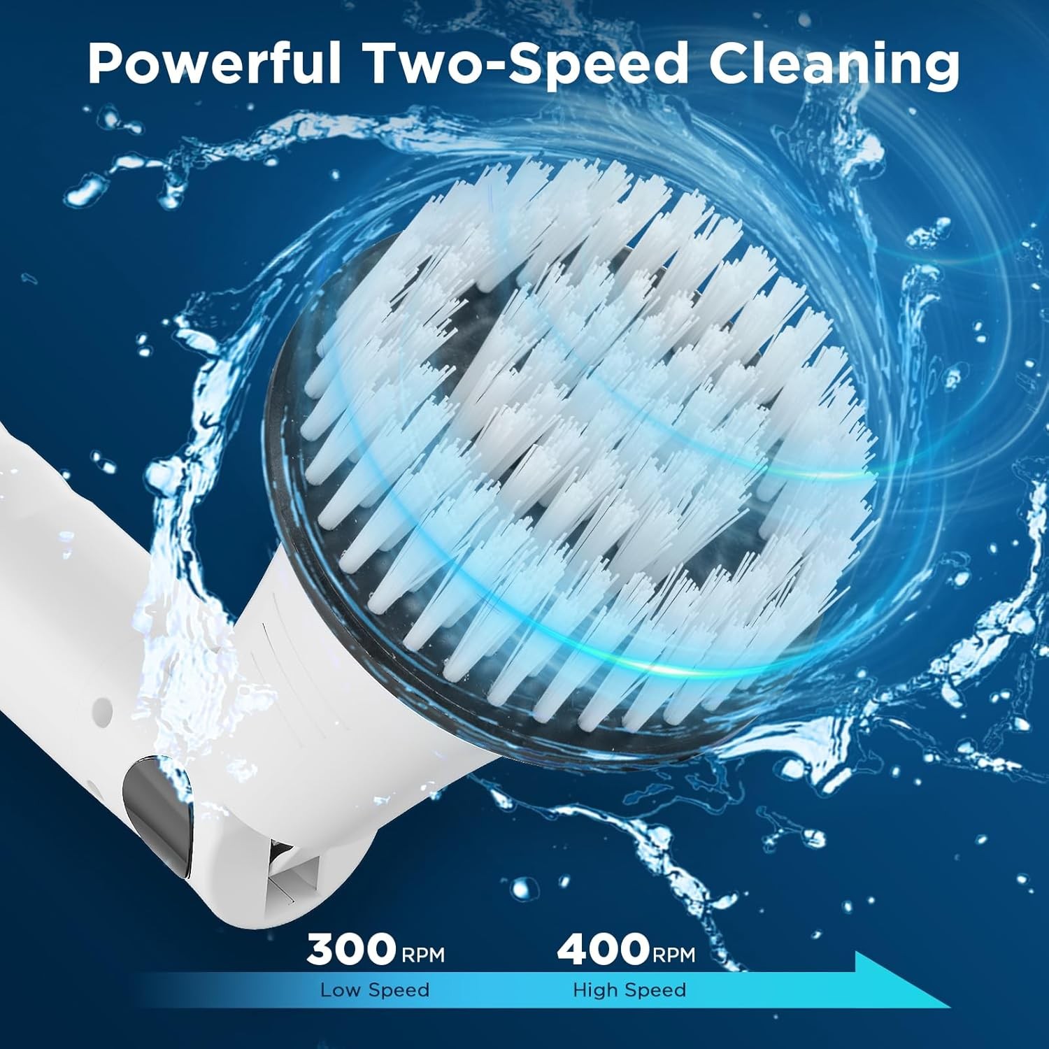 Electric rotating brush, new bathroom cleaner, retractable handle 4 brush heads