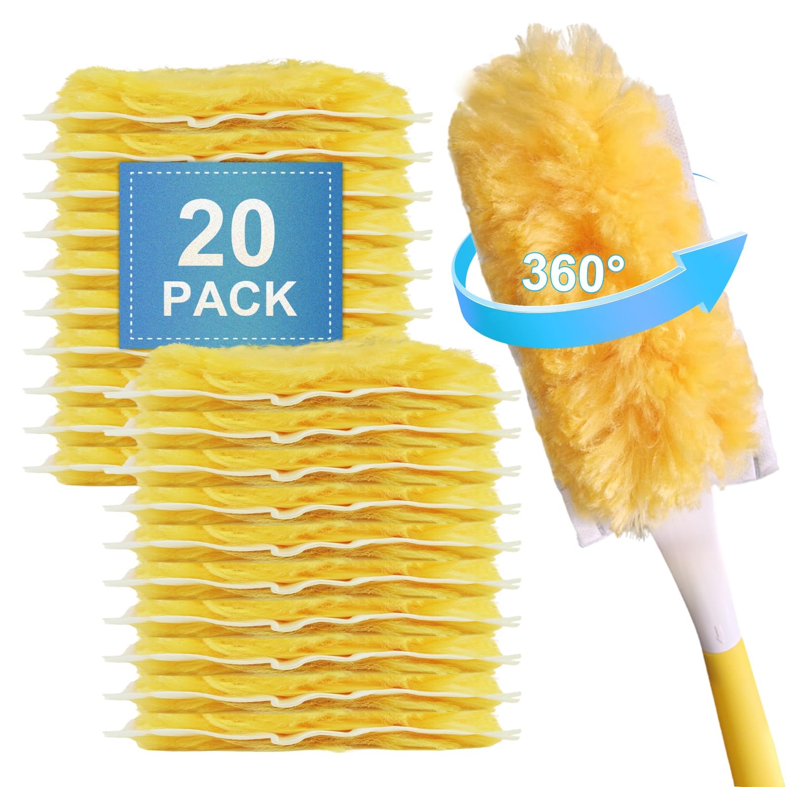 20 Pack Heavy Duty Duster Refills for Swiffer, MultiSurface 360° Disposable D…