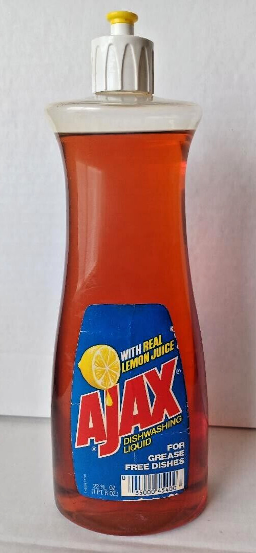 Vintage Rare Ajax Dishwashing Liquid Soap With Real Lemon Juice 22oz NOS Prop