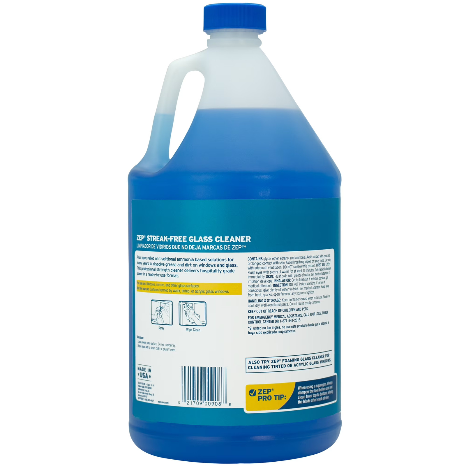 Streak-Free Glass Cleaner – 1 Gallon (Case of 2) ZU11201282 – Eliminates Dirt, F