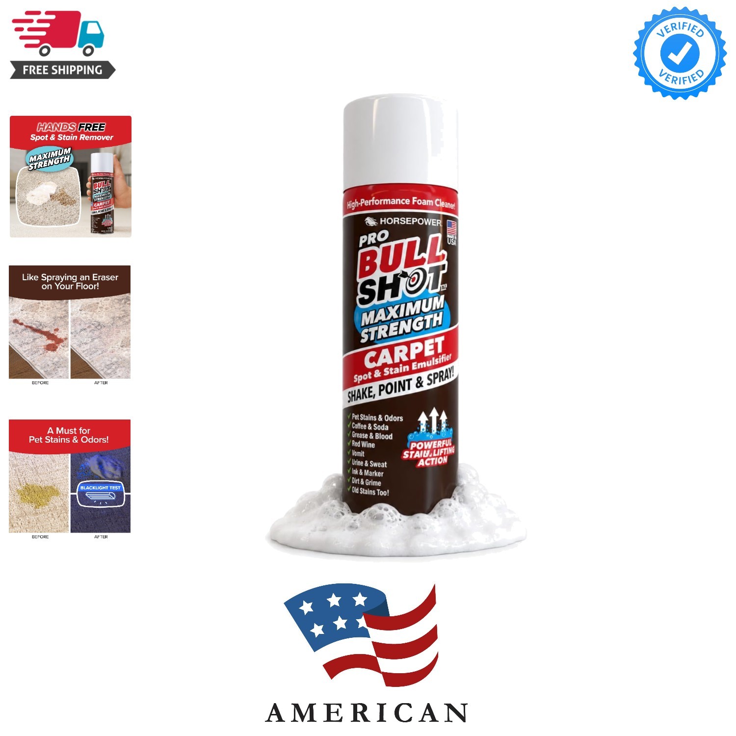 Bull Shot MAX Strength Carpet Spot & Stain Remover, AS-SEEN-ON-TV, Made In , …