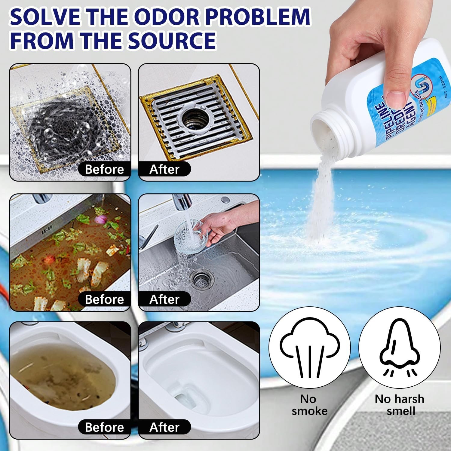 Multi-Purpose Pipeline Dredging Agent: Clog Remover for Kitchen & Bathroom 320ml