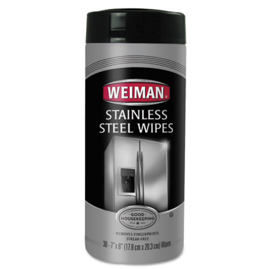 Weiman Stainless Steel Wipes 30 Count Canister Cleaning Polishing Wipes New