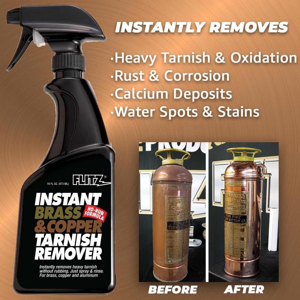 Flitz Instant Brass and Copper Tarnish Remover 16oz Bottle of USAMade Organi…