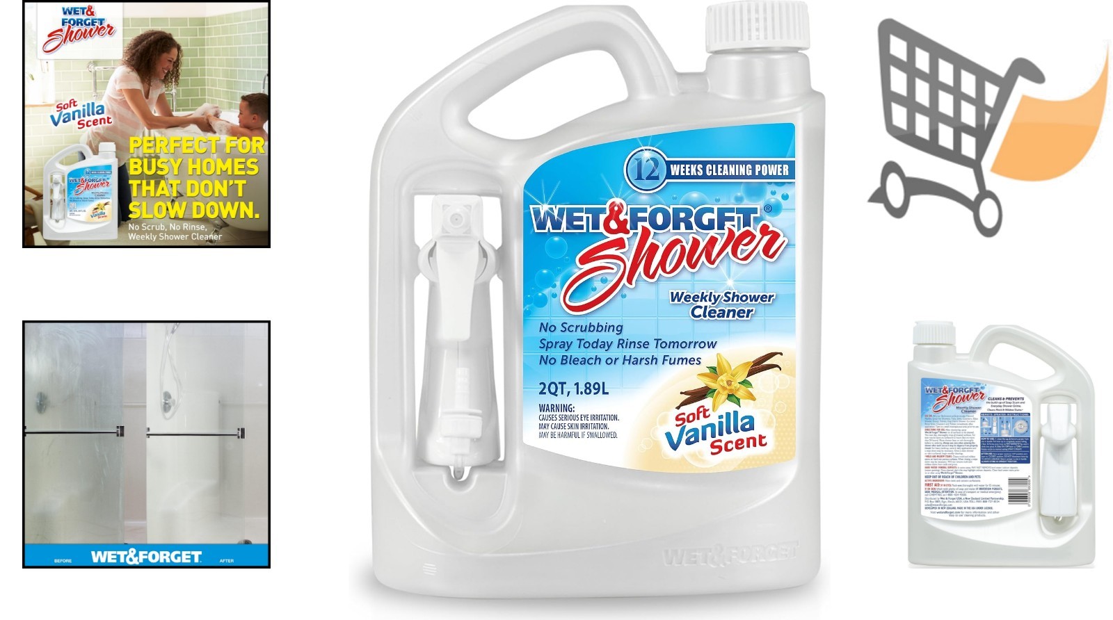 Shower Cleaner Liquid 64oz Bleach-Free Formula Weekly Spray Soap Scum